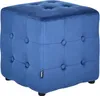 BELIANI Sitzhocker Blau Samtstoff Knopfsteppung Quadrat 36 Produktbild-Vorschau 1