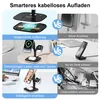 Collage comparing a magnetic wireless charger with older connection types and messy cables. Produktbild-Vorschau