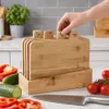 WELLHAUS Bamboe snijplank set, 4 stuks met standaard, Productafbeelding-voorbeeld 2