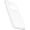 A clear, angled view of a transparent phone case with glitter. The case is shown against a plain white background. Produktbild-Vorschau
