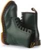 A pair of green Dr. Martens boots are shown against a white background. Produktbild-Vorschau