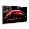 DEQORI Glasuhr 60x30 cm Zahlen 'Drei Chilischoten' Wanduhr Produktbild-Vorschau 2
