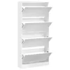 vidaXL Skriňa na topánky so 4 chlopňami biela 80x21x163,5 Náhľad obrázku produktu 5