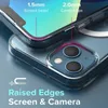 A close-up view of a transparent phone case on a phone, highlighting its raised edges for screen and camera protection. Podgląd zdjęcia produktu
