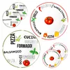 set de 6 assiettes à pizza Tomate | Blanc avec décor Vert & Voir les images du produit 1
