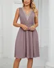 ASKSA Damen Kleider Sommer Ärmelloses V-Ausschnitt Kleid Produktbild-Vorschau 3