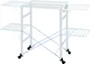 A white, multi-tiered drying rack with wheels, shown against a white background. Produktbild-Vorschau
