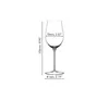 A single wine glass with dimensions indicated. Produktbild-Vorschau