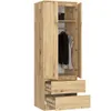 A tall, narrow wardrobe with two doors and two drawers, made of wood-like material. Produktbild-Vorschau