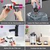 Four-panel image showing instructions for cleaning a handheld vacuum cleaner. Produktbild-Vorschau