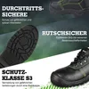 Collage of safety shoe features with text descriptions. Produktbild-Vorschau