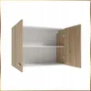 A close-up, front-facing view of an open kitchen cabinet with two shelves. Voir les images du produit
