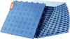 A stack of blue interlocking garage floor tiles, with one tile in the foreground showing a diamond plate pattern. Podgląd zdjęcia produktu