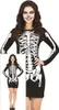 A woman wearing a skeleton costume, shown from the chest up, with a smaller inset image showing the full body. Produktbild-Vorschau