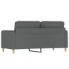 A dark gray two-seater sofa is shown from the back, with its wooden legs visible. Podgląd zdjęcia produktu