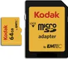 A Kodak microSD card and its adapter are shown side-by-side against a white background. Voir les images du produit