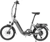 A studio shot of a gray electric folding bicycle against a white background. Produktbild-Vorschau