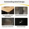 A collage of four close-up images showcasing the details of a kitchen cabinet or serving cart. Produktbild-Vorschau