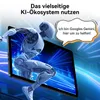 A futuristic robot emerging from a tablet screen, with glowing blue lines in the background. Produktbild-Vorschau