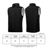 A size chart for a black vest, shown from the front and back, with measurements in centimeters. Náhled obrázku produktu