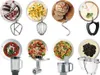 A collage of kitchen appliance attachments and prepared foods. Produktbild-Vorschau