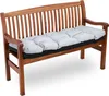 A wooden bench with a gray cushion. Podgląd zdjęcia produktu