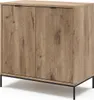 A wooden cabinet with two doors and black metal legs, shown against a white background. Produktbild-Vorschau