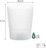 A white, transparent round plant pot with dimensions and volume indicated. Podgląd zdjęcia produktu
