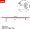 A diagram showing a stainless steel handrail with dimensions and accessories. Náhled obrázku produktu