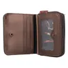An open brown wallet with card slots and a clear window. Anteprima dell’immagine prodotto