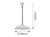 A line drawing of a pendant light with dimensions indicated. Podgląd zdjęcia produktu