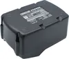 A black battery pack is shown from a diagonal angle against a white background. Produktbild-Vorschau