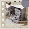 A grey bathroom vanity with a white sink, showing its storage features. Anteprima dell’immagine prodotto