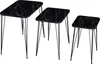 Sada stolků 'Rudkøbing' Set of 3 Square Marble Look Black Náhled obrázku produktu 2