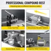 A collage of four close-up images showcasing different features of a metal lathe, with text descriptions for each feature. Anteprima dell’immagine prodotto