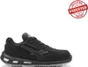 A black U-POWER safety shoe is shown against a white background, with a 'PATENTED INTELLECTUAL PROPERTY' stamp in the upper right corner. Voir les images du produit