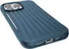 A blue phone case with a ribbed texture is shown from a diagonal angle. Produktbild-Vorschau