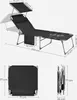 Diagrams and dimensions of a black foldable sun lounger. Náhled obrázku produktu