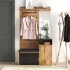 A compact hallway furniture set with a mirror, coat rack, and storage. Produktbild-Vorschau