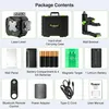 A collage showing the contents of a package for a laser level. Anteprima dell’immagine prodotto