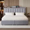 Boxspringbed - 160 x 200 cm, grijs, linnen en metaal, met Productafbeelding-voorbeeld 15