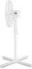 A white stand fan is shown from the side against a white background. Voir les images du produit