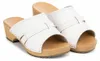 Weiße Damen Holzclogs aus Echtleder – Bequeme Clogs mit Produktbild-Vorschau 1