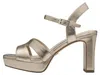 Tamaris Damen Sandalette Gold Silber Metallic Optik Karree Produktbild-Vorschau 3