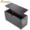 A dark gray plastic storage box with its lid open, showing red arrows indicating assembly or usage. Podgląd zdjęcia produktu