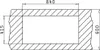 A technical drawing showing the dimensions of a sink cutout. Produktbild-Vorschau