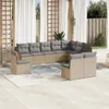 10-tlg. Garten-Sofagarnitur mit Kissen Beige Poly Rattan Produktbild-Vorschau 1