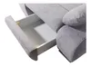 A close-up view of a gray sofa with an open storage drawer. Produktbild-Vorschau