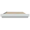 A white bed frame with wooden slats is shown from the side against a white background. Produktbild-Vorschau