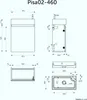 Technical drawing with dimensions of a bathroom vanity and sink. Anteprima dell’immagine prodotto